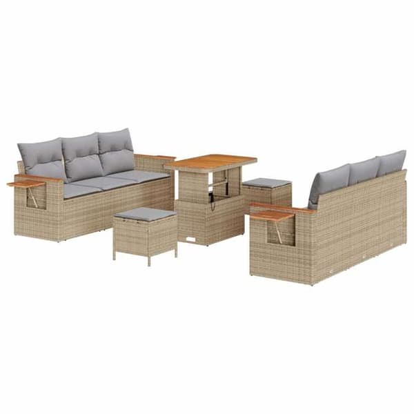 Trädgårdsmöbler - EXKLUSIVT HUS - Modulär - Beige - Polyrotting & stål - 9 delar beige