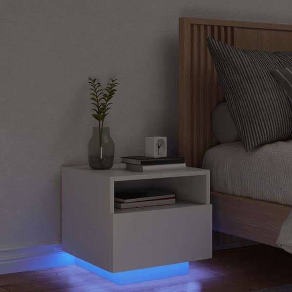 Maison Exclusive - Natbord med hvid LED-lys 40x39x37 cm Vit