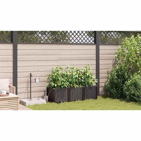 Maison Exclusive - Trädgårdskrukor 3 st Brun 120 x 40 x 37,5 cm PP