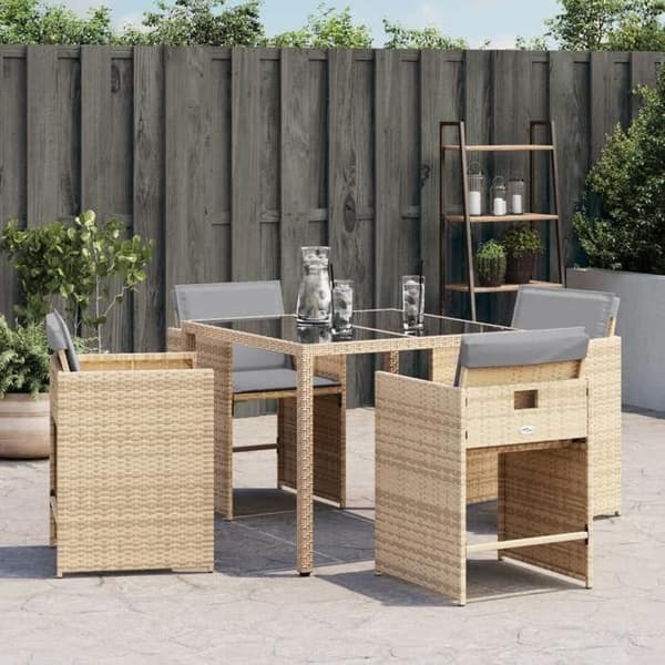 Maison Exclusive - Trädgårdsstolar med kuddar, set om 4, blandning beige