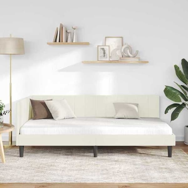 Maison Exclusive - Kulmasänky Creme 100 cm x 200 cm Sametti