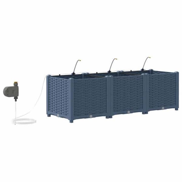 Jardiniär - EXKLUSIV HEM - 3 st - Grå - 120 x 40 x 37,5 cm - Hållbar polypropen Grå