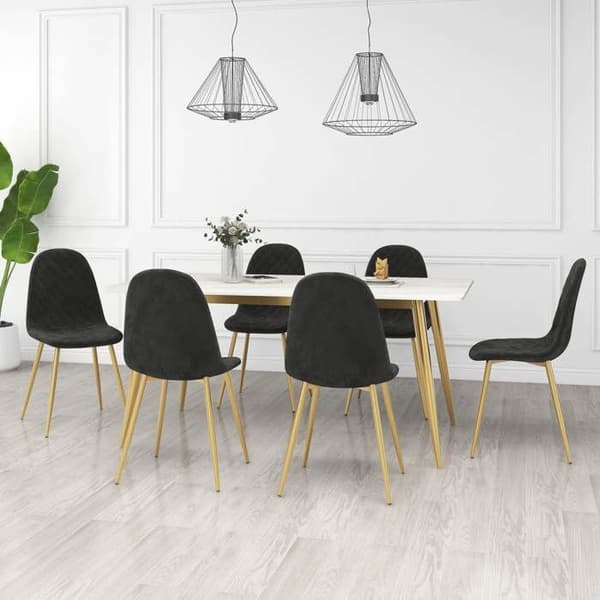 Maison Exclusive - Ruokatuolit 6 kpl musta sametti Svart sammet)