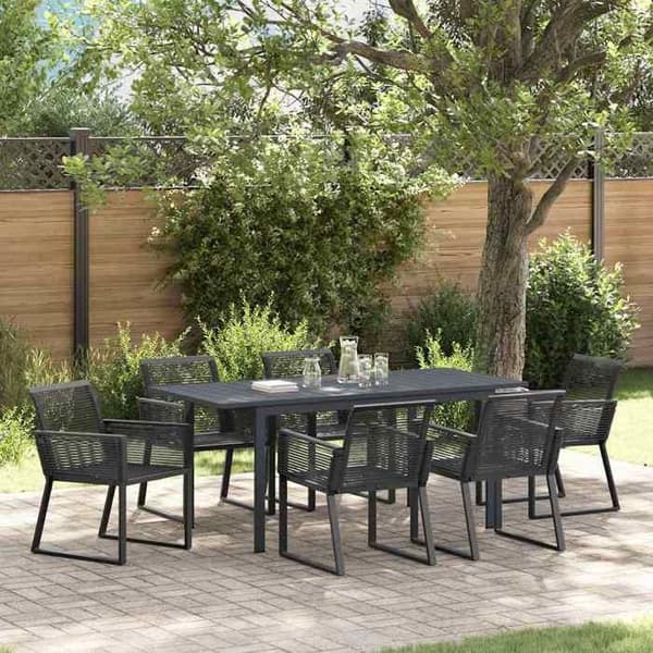 Maison Exclusive - 7 pc have spisebordssæt i sort polyrotin Svart