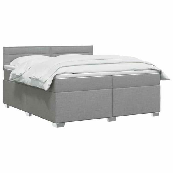Ljust boxspring - MAISON EXCLUSIVE - 200 x 200 - Ljusgrå - Justerbar huvudgavel - Medium fasthet madrass Ljusgrått