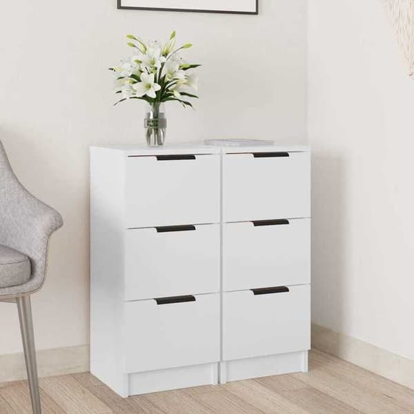 Maison Exclusive - Bufféer 2 st vit 30x30x70 cm ingenjörsträ