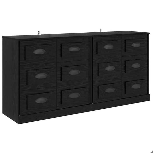 Maison Exclusive - Buffeter 2 stk Sort eg 70 x 35,5 x 67,5 cm Ingeniørtræ svart ek
