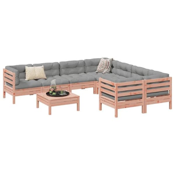 Havemøbler - MAISON EXCLUSIVE - Modulerbar - Douglasgran - 9 dele med puder - Ventilerede lameller rödbrun