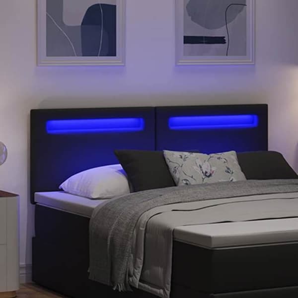 Maison Exclusive - LED Hovedgærde Sort 160 cm Syntetisk Læder