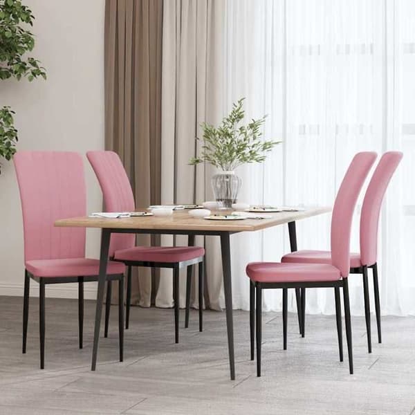 Maison Exclusive - Ruokatuolit 4 kpl Vaaleanpunainen Sametti