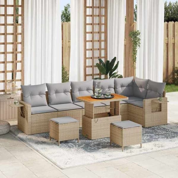 Maison Exclusive - 11 osan beige ja vaaleanharmaa puutarhakalustesarja