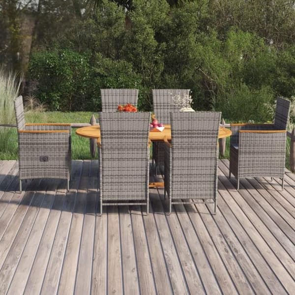 Maison Exclusive - 7 osan puutarhapöytäryhmä, punottu muovi, harmaa Grå