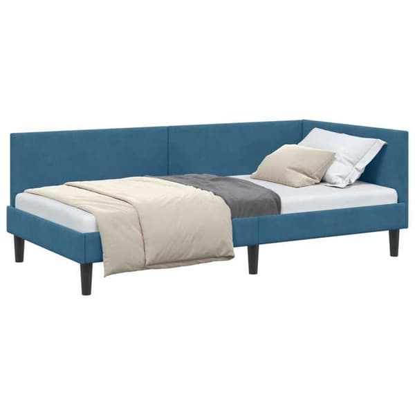 Maison Exclusive - Blå hörnsängram 80 cm x 200 cm Sammet