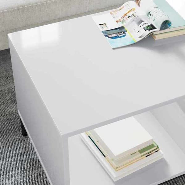 Soffbord - EXKLUSIV HEM - 90 x 49 x 46 cm - Blank vit - Ingenjörsträ - Rektangulär Strålande vit