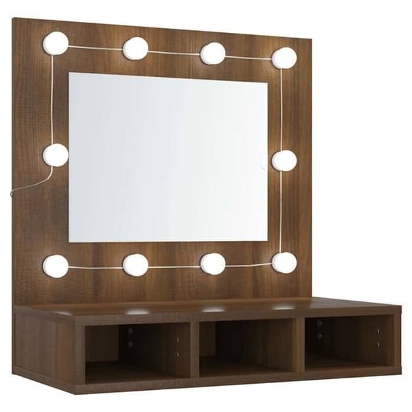 Maison Exclusive - Spejlskab med LED Egetræ brun 60x31,5x62 cm