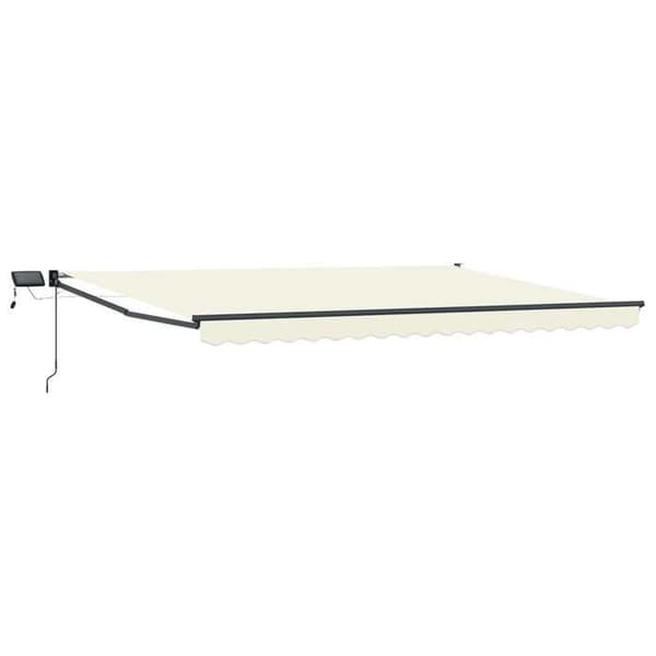 Sammenklappelig markise - EKSKLUSIV HUS - 5 x 3 m - Manuel - Solcelle LED - Vandafvisende PU polyester - Creme/Antracit Grädde