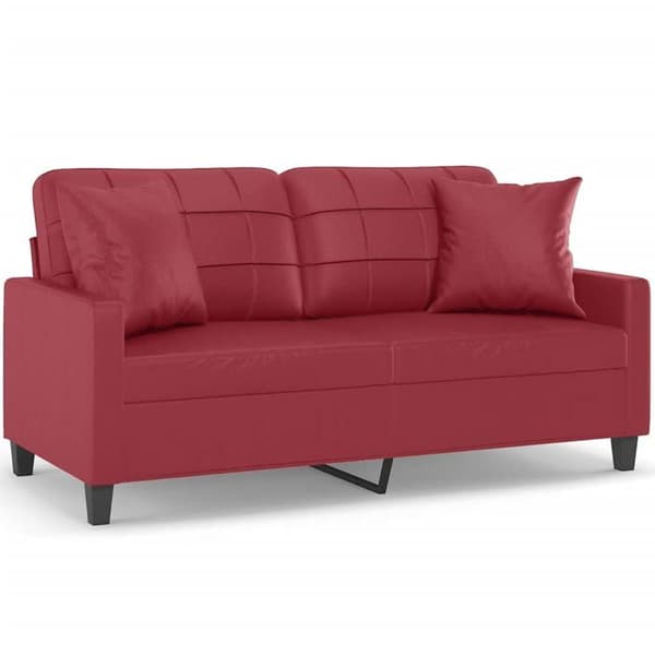 Maison Exclusive - Soffa 2 platser med bordeaux kuddar 140 cm konstläder