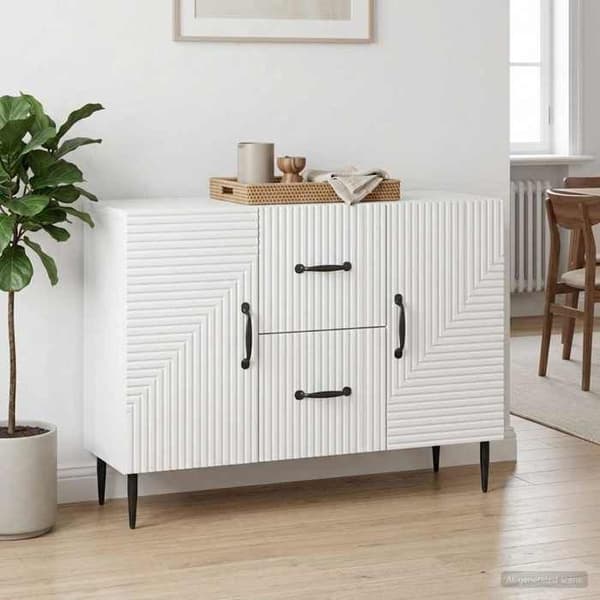 Maison Exclusive - Hvid glans buffet 89 x 34,5 x 60 cm Ingeniørtræ