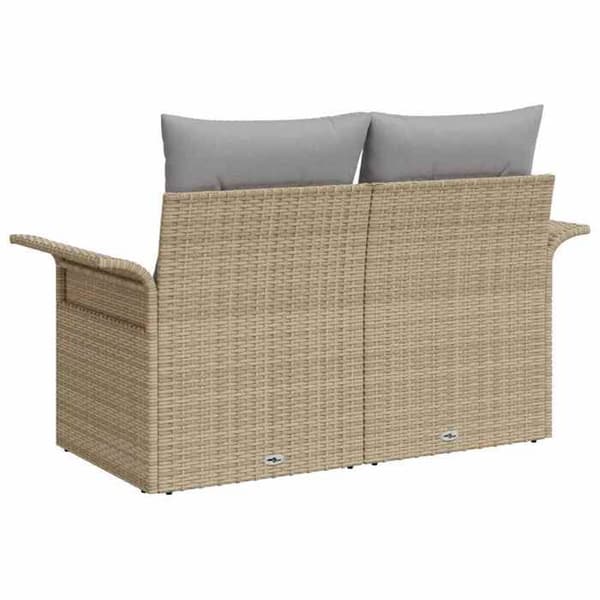 Trädgårdsoffan - EXKLUSIVT HUS - 141 x 62 x 69 cm - Polyrotin - Kudde ingår - Robust stålram beige