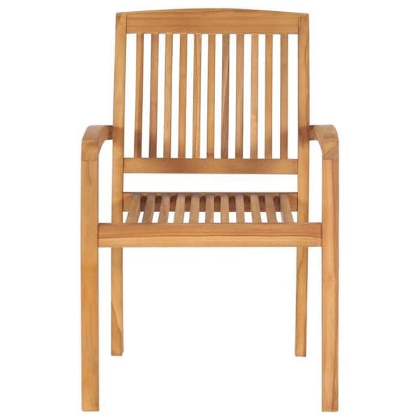 Maison Exclusive - Stapelbara trädgårdsstolar med kuddar, set om 8, i solid teak Svart