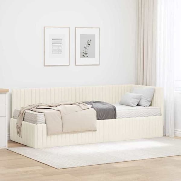 Maison Exclusive - Kulmasänky 2 osaa Patja Kermansävy 80 x 200 cm Grädde