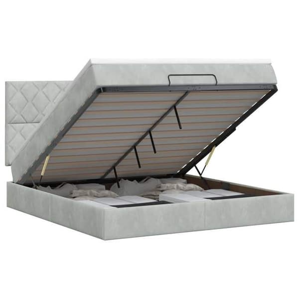Sängsoffa - MAISON EXCLUSIVE - Sängsoffa - 140 x 200 cm - Ljusgrå sammet - Förvaringssoffa Ljusgrått