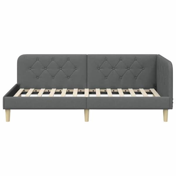 Vinkelsängram - EXKLUSIV HEM - L-säng 100x200 cm - Polyester tyg - Vändbar armstöd - Mörkgrå Mörkgrå