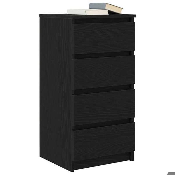 Maison Exclusive - Buffet i sort egetræ 37,5x35x76 cm i ingeniørtræ