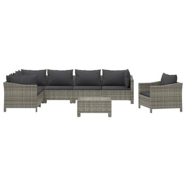 Maison Exclusive - Trädgårdsmöbler 8 delar med kuddar Grå Flätad resin