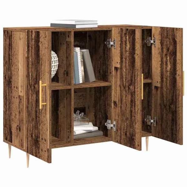 Buffé - EXKLUSIVT HUS - 90 x 34 x 80 cm - Ingenjörsträ - Brun - Koniska ben