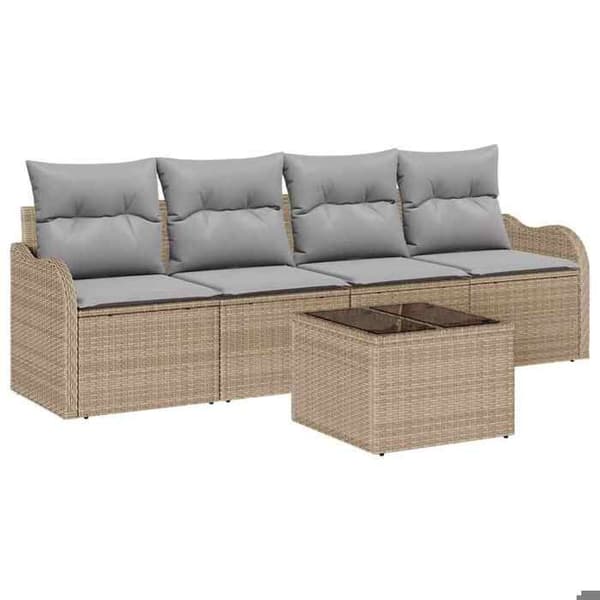 Maison Exclusive - Beige polyrottinkinen puutarhakalustesetti
