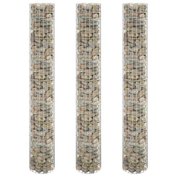 Gabionplanterare - Exklusivt Hem - Galvaniserat stål - Ø30x200 cm - Set om 3 silver-