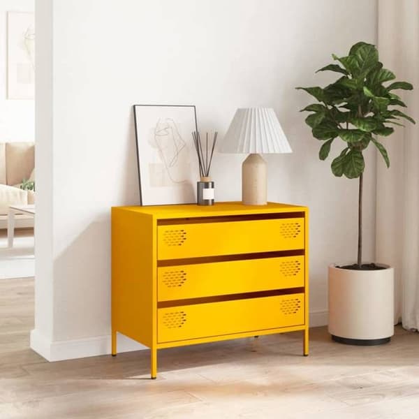 Maison Exclusive - Buffet gul sennep 68x39x58,5 cm koldvalset stål