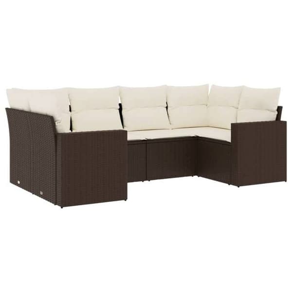 Maison Exclusive - Trädgårdsmöbler med kuddar 6 delar brun flätad resin
