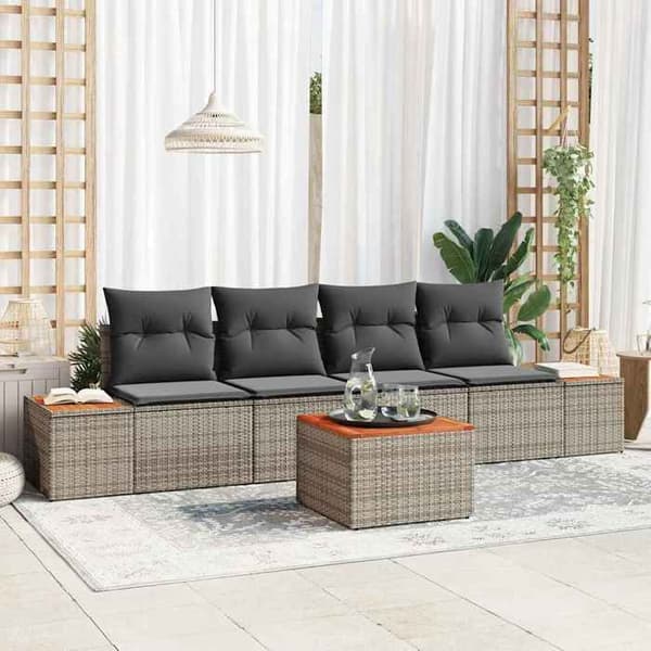 Maison Exclusive - 5 osan puutarhakalustesarja Harmaa Polyrottinki