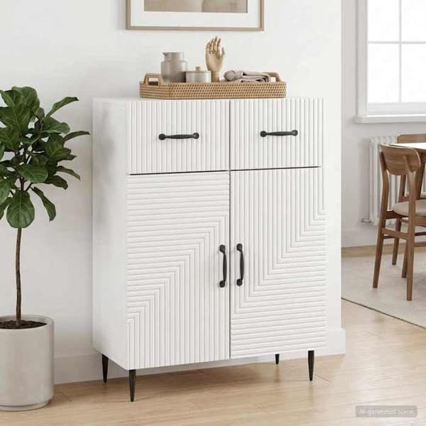 Maison Exclusive - Hvid glans buffet 66 x 34,5 x 89,5 cm Ingeniørtræ