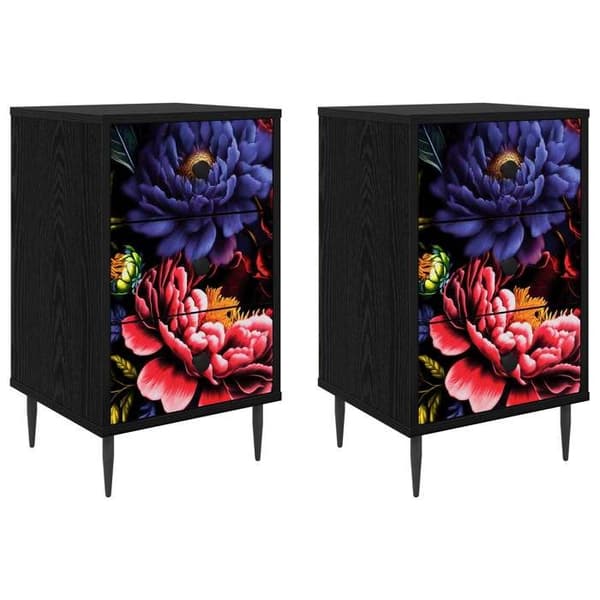 Maison Exclusive - KIEL natbord 2 stk Sort eg 36 x 33 x 61 cm