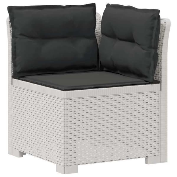 Maison Exclusive - Trädgårdssoffa 6 Platser med Kuddar Rattanlook PP Vit Vit