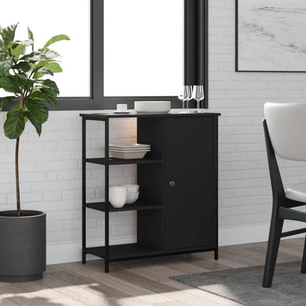 Maison Exclusive - Sort buffet 70x30x80 cm ingeniørtræ