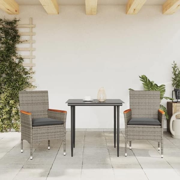 Maison Exclusive - Trädgårdsstolar med kuddar, set om 2, grå flätad resin Grå