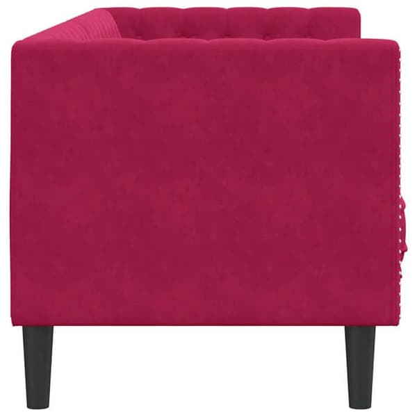 Divaani - MAISON EXCLUSIVE - Chesterfield - Punainen sametti - 3 paikkaa - Tyynyt mukana