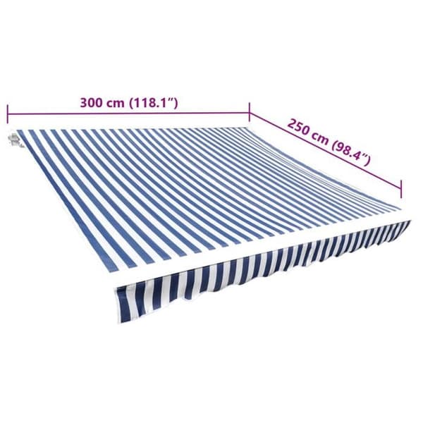 Maison Exclusive - Erstatningstof til blå og hvid markise 300x250 cm polyester blå och vit