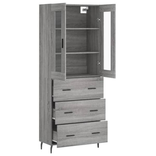 Maison Exclusive - Buffé hög Sonoma grå 69,5x34x180 cm Ingenjörsträ
