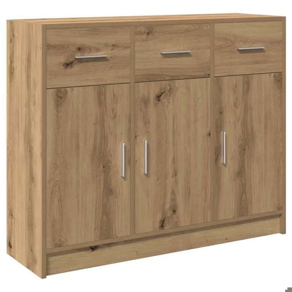 Maison Exclusive - Buffet i egetræ, håndlavet 91x28x75 cm, ingeniørtræ