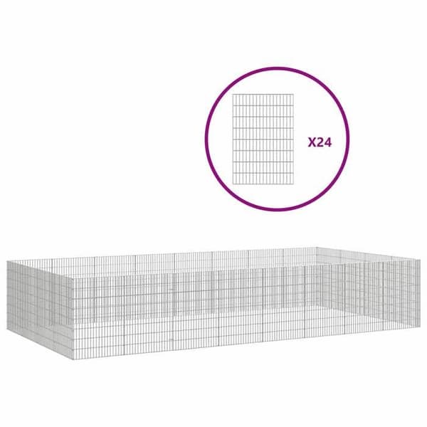 Maison Exclusive - Indhegning til kæledyr med 24 paneler 54x80cm galvaniseret jern