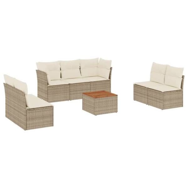 Maison Exclusive - Trädgårdsmöbler med kuddar 8 delar beige flätad resin
