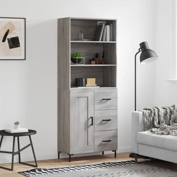 Maison Exclusive - Buffé hög Sonoma grå 69,5x34x180 cm Ingenjörsträ Sonoma grå