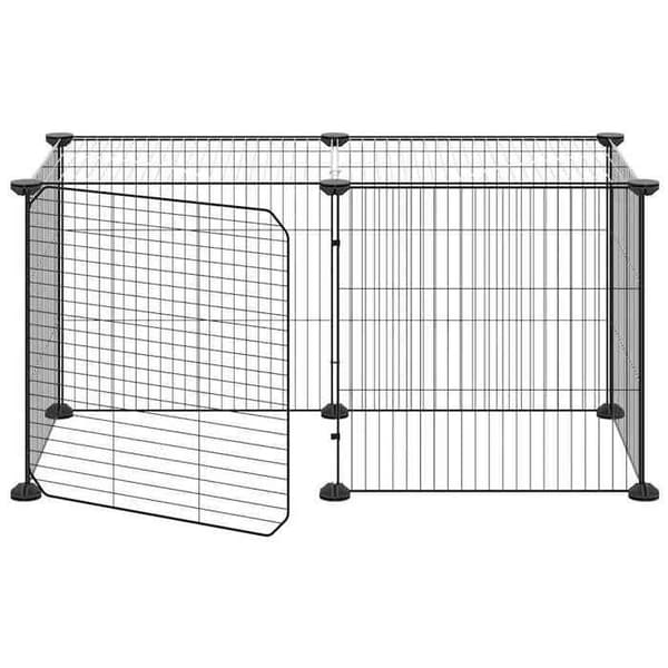 Maison Exclusive - Kæledyrbur med 8 paneler og dør Sort 70x35x35 cm