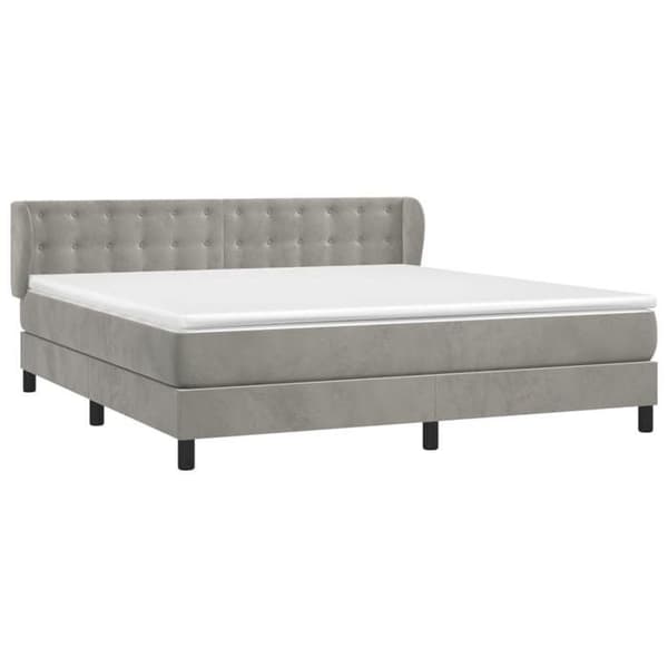 Maison Exclusive - Seng solid bund med socker og madras Grå 160x200cm Velour