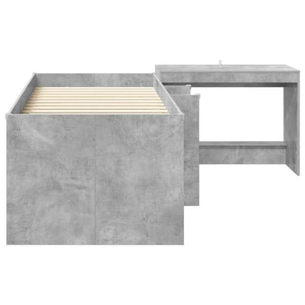 Maison Exclusive - Høj seng til børn med skrivebord 2 pc Grå beton